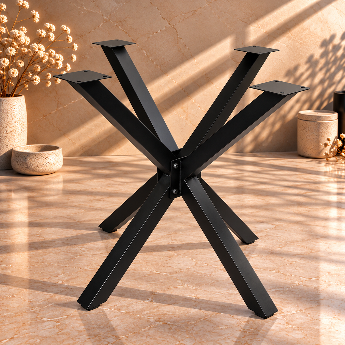 Stół okrągły dębowy 1100 mm – lity dąb rustykalny, noga SPIDER