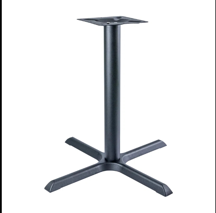 Czarna żeliwna podstawa bistro z krzyżową podstawą – do blatu 600 × 600 mm