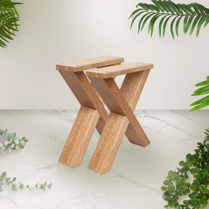 Nogi do ławki dębowe X – 420×315 mm 80×40 mm 2 szt.