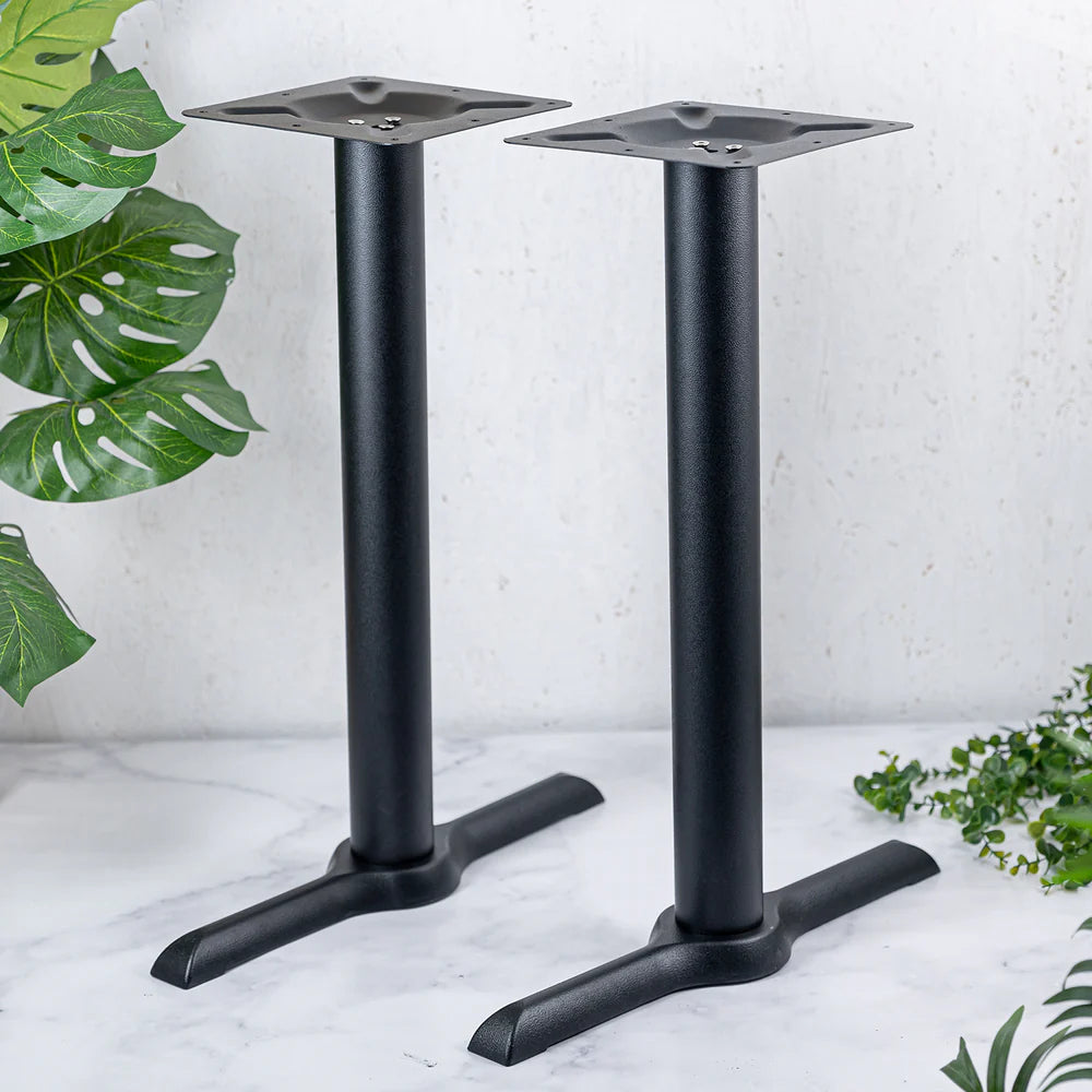 Czarna żeliwna podwójna podstawa stolika bistro, 750 x 520 mm, zestaw 2 szt.