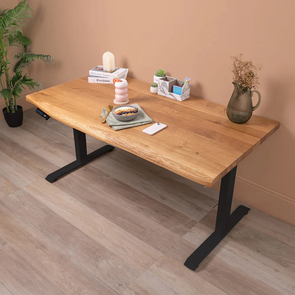 Blat biurka z litego dębu rustykalnego – naturalna krawędź - biurko