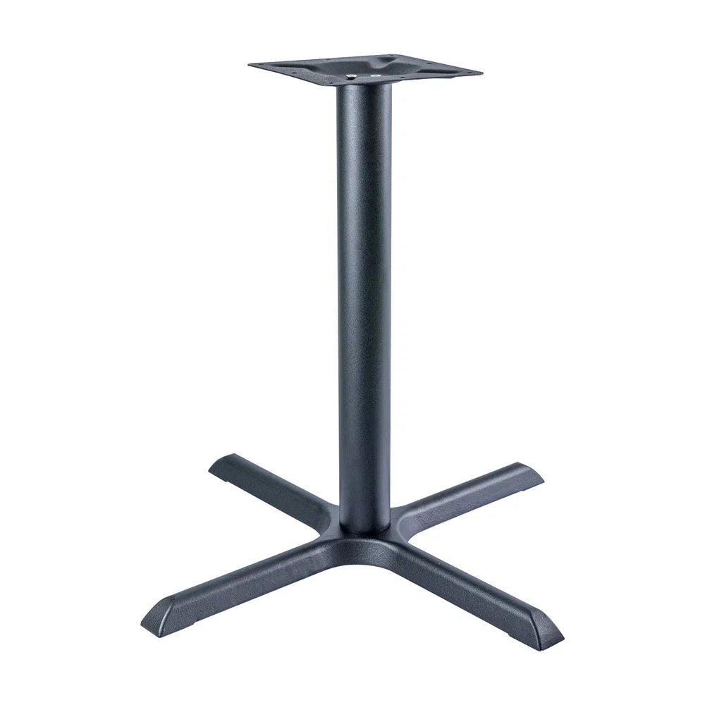 Czarna żeliwna podstawa bistro z krzyżową podstawą – do blatu 800 × 800 mm