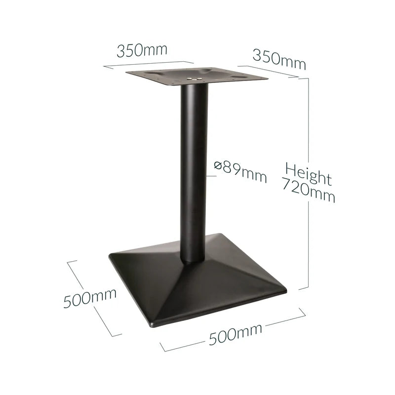 Czarna żeliwna podstawa bistro PREMIUM – do blatu 800 × 800 mm