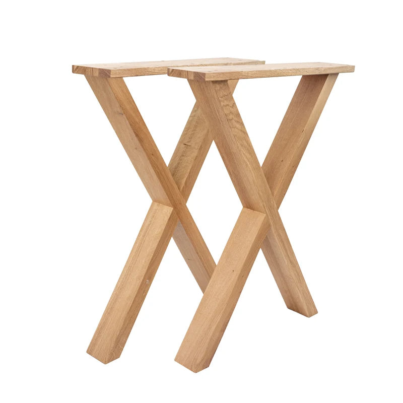 Nogi do biurka dębowe X – 720 × 550 mm, 80×40 mm, komplet 2 szt.-2