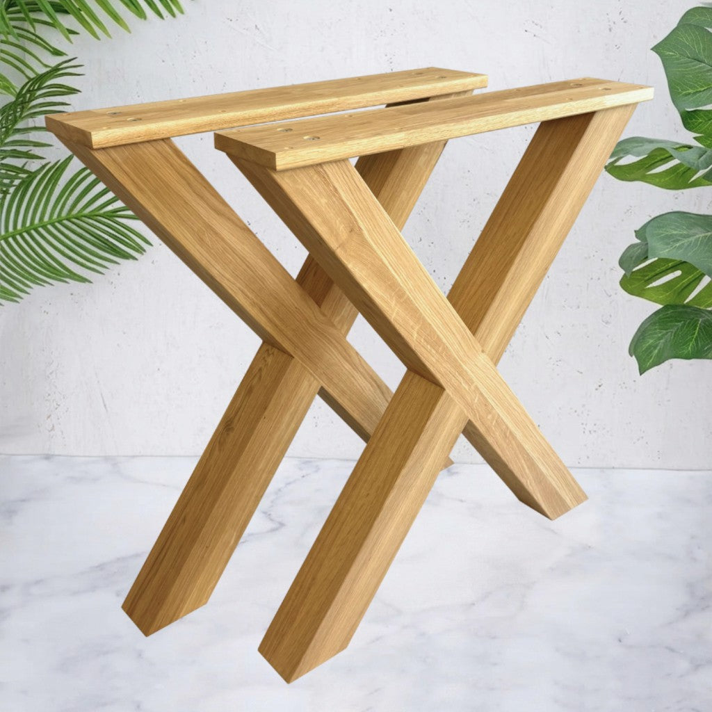 Nogi do stołu dębowe X – 720×650 mm 80×80 mm 2 szt.