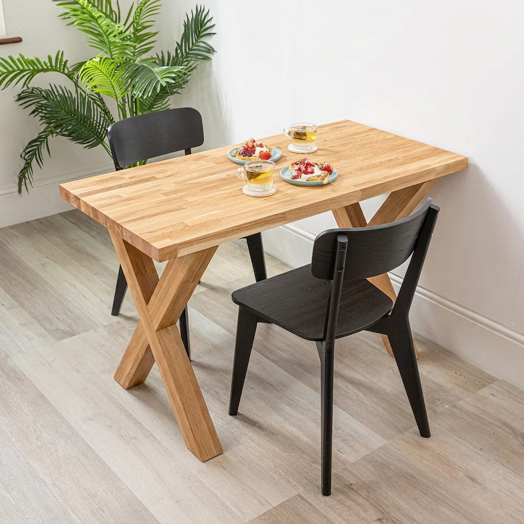 Nogi do stołu dębowe X – 720×650 mm 80×80 mm