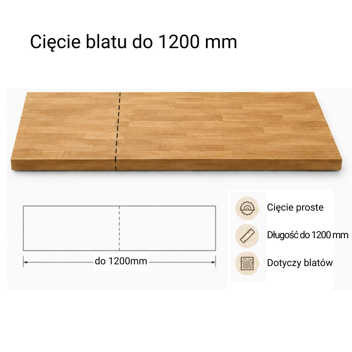 Cięcie blatu do 1200 mm