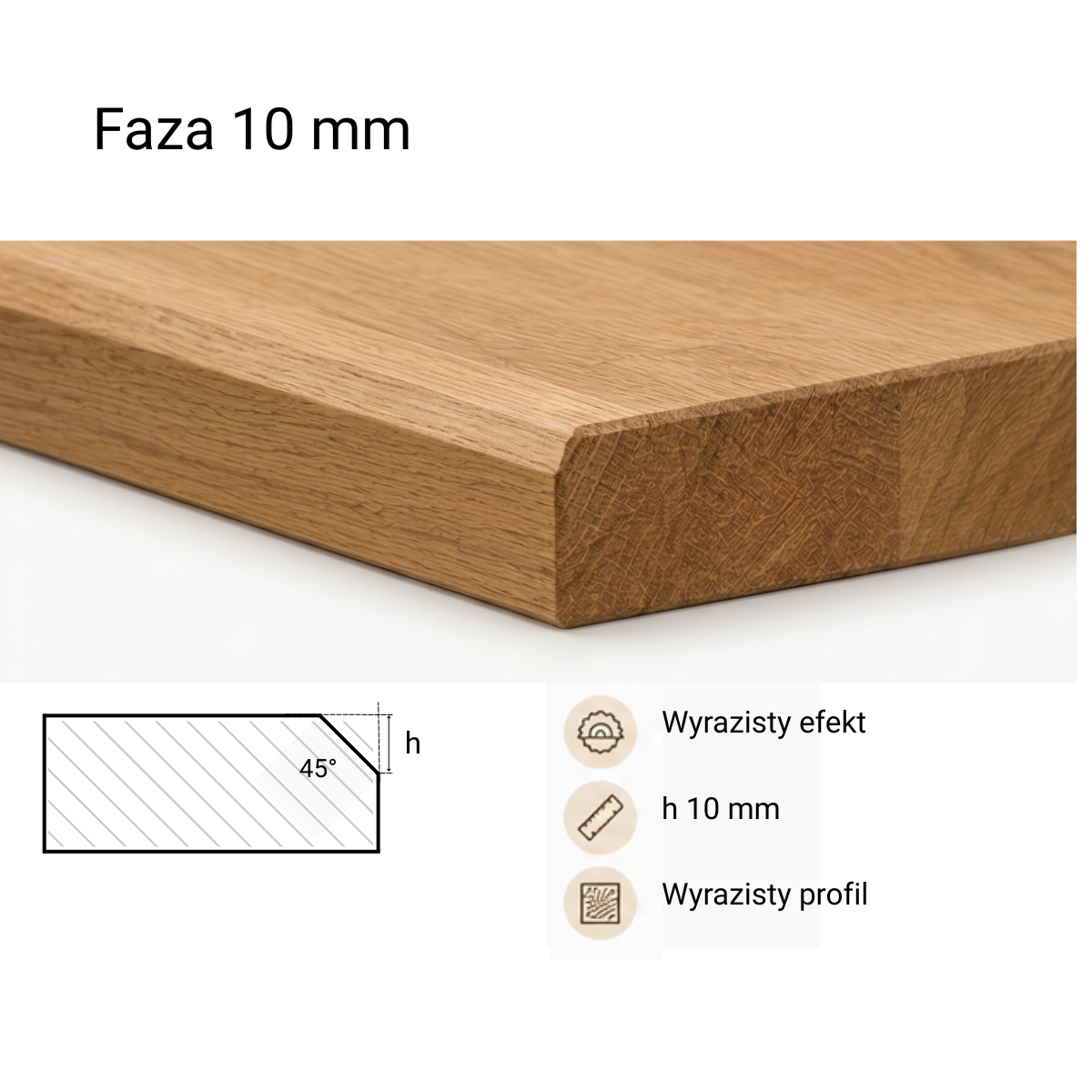 Usługa fazowania krawędzi pod kątem 45° - 10 mm