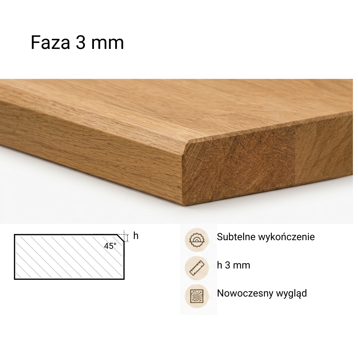 Usługa fazowania krawędzi pod kątem 45° - 3 mm