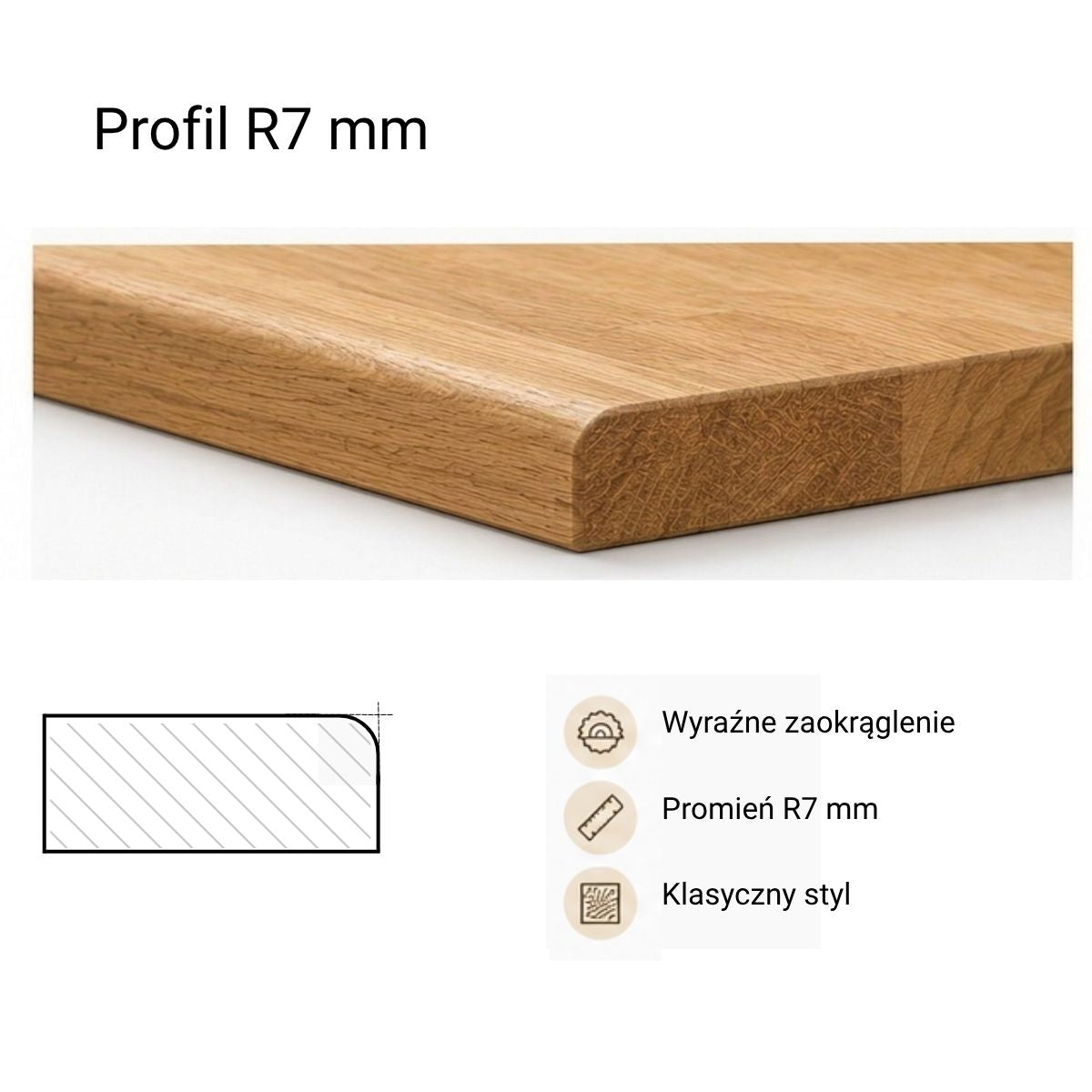 Usługa zaokrąglenie krawędzi - profil R7 mm