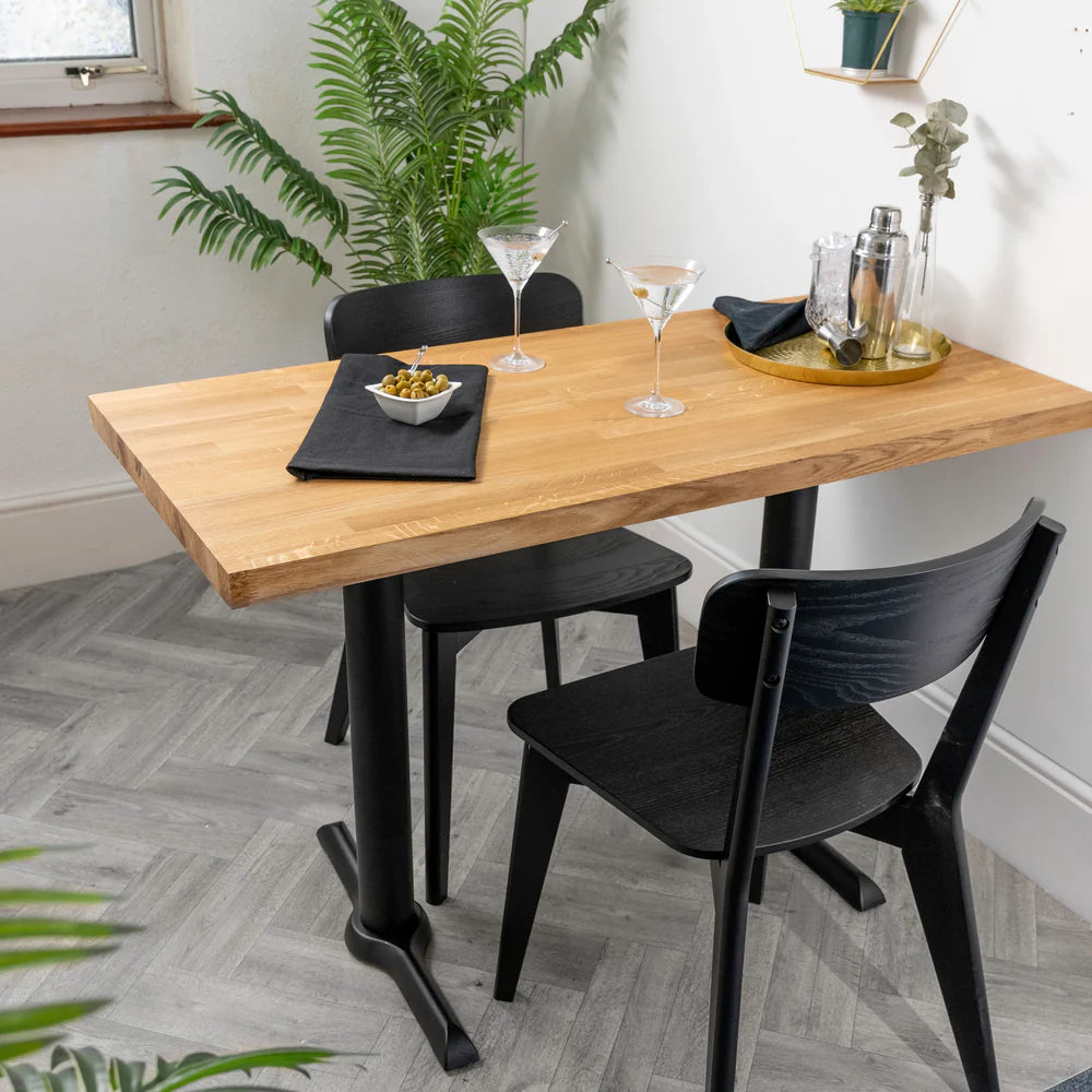 Czarna żeliwna podwójna podstawa stołu – 750 × 520 mm, komplet 2 szt.